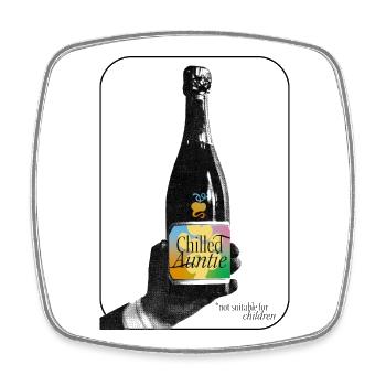 Chilled Auntie Pop-Art Bottle - Viereckiger Kühlschrankmagnet - Weiß - Vorne