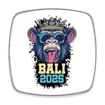 Bali 2025 Singe - Magnet carré - blanc - Devant