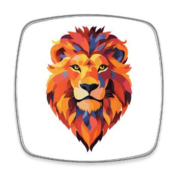 Illustration de Lion coloré - Magnet carré - blanc - Devant