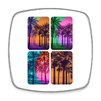 Beach Plamiers Sonnenuntergang Farben - Viereckiger Kühlschrankmagnet - Weiß - Vorne