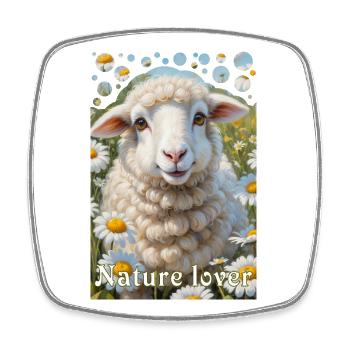 Naturliebhaber kuscheliges Schaf Blumenwiese - Viereckiger Kühlschrankmagnet - Weiß - Vorne