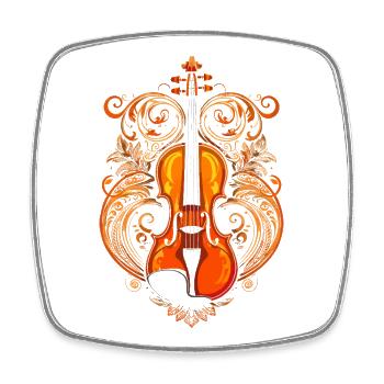 Violon Bande dessinée - Magnet carré - blanc - Devant