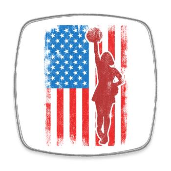 USA Patriotic Cheerleader - Square fridge magnet - white - Front