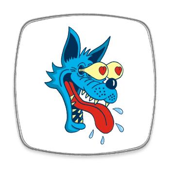 Cartoon Wolf in Love - Square fridge magnet - white - Front