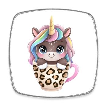 Unicorn in the cup - 🦄 - Square fridge magnet - white - Front