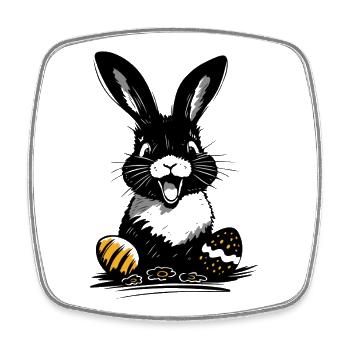 Happy Easter bunny with colorful Easter eggs - Square fridge magnet - white - Front