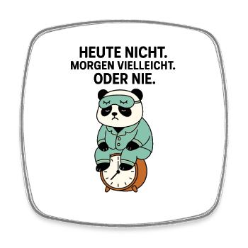 Panda en pyjama avec un réveil - Magnet carré - blanc - Devant