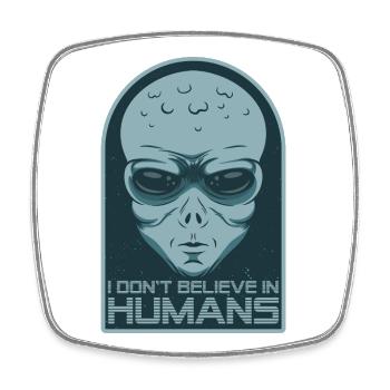 Cosmic Alien with Sunglasses and Moon - Square fridge magnet - white - Front