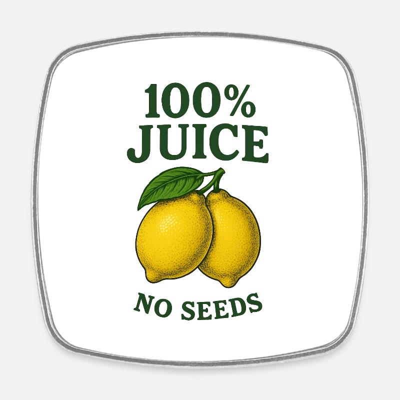 100% Juice NO SEEDS - Square fridge magnet - white
