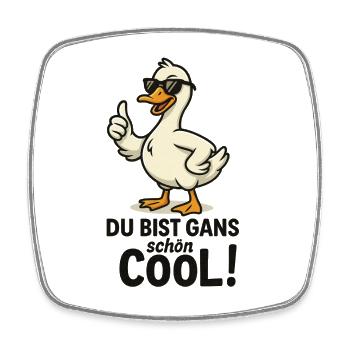 Gans schön Cool – Coole Gans mit Sonnenbrille - Viereckiger Kühlschrankmagnet - Weiß - Vorne