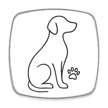 Design minimaliste pour chien – Line Art Paw - Magnet carré - blanc - Devant