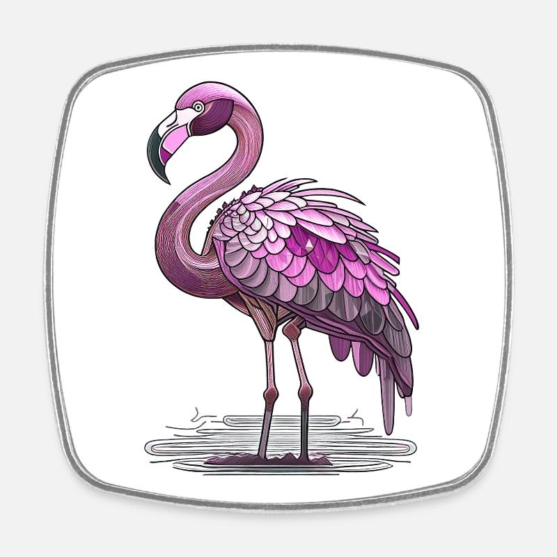 Flamingo - Square fridge magnet - white