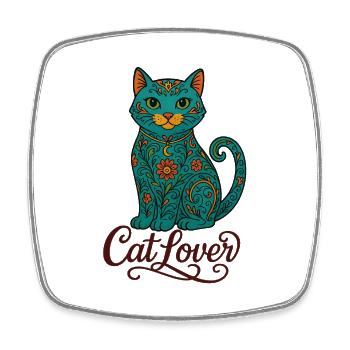 Colorful Cat Design – Chemise Cat Lover - Magnet carré - blanc - Devant