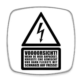 Voooorsicht ! Human Rights Attention Warning Electricity - Square fridge magnet - white - Front
