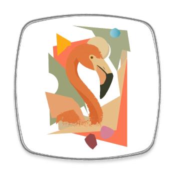 Flamingo in geometric-abstract style - Square fridge magnet - white - Front