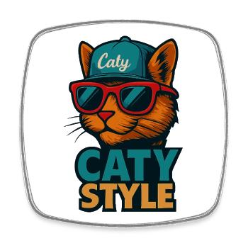 Caty Style Cat Cool - Square fridge magnet - white - Front