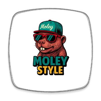 Moley Style Monkey Retro Cap - Square fridge magnet - white - Front