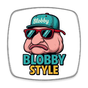 Blobby Style Cartoon Tee - Viereckiger Kühlschrankmagnet - Weiß - Vorne