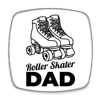 Rollschuhläufer Papa - Viereckiger Kühlschrankmagnet - Weiß - Vorne
