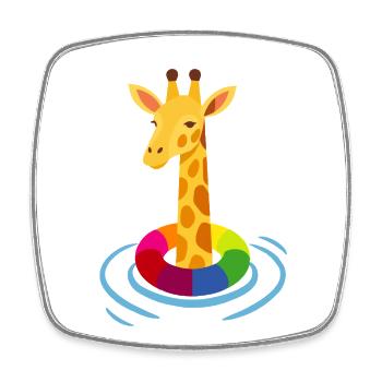 Giraffe with Swimming Rings – Summer Fun in Style - Square fridge magnet - white - Front