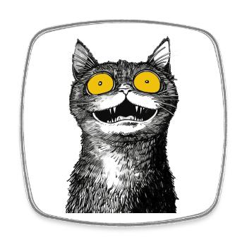 Schwarz-weiße Nashornkatze - Viereckiger Kühlschrankmagnet - Weiß - Vorne