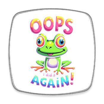 Colorful Frog with Optimistic Message - Square fridge magnet - white - Front