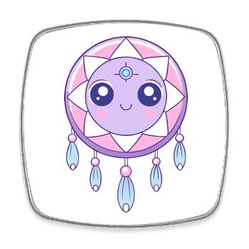 Attrape-rêves kawaii rose et violet - Magnet carré - blanc - Devant