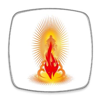 Sonnwendfeuer mit goldener Aura-Spirituelles Motiv - Viereckiger Kühlschrankmagnet - Weiß - Vorne
