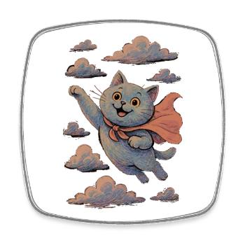 Super Cat British Shorthair Blue Cloak Gift - Square fridge magnet - white - Front