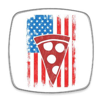 4. Juli US Pizza - Viereckiger Kühlschrankmagnet - Weiß - Vorne