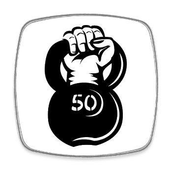 kettlebell lift for strongman - weight training logo - Square fridge magnet - white - Front