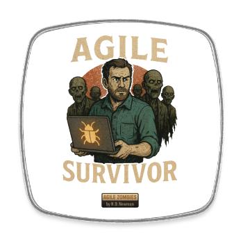 Survivant agile - Magnet carré - blanc - Devant