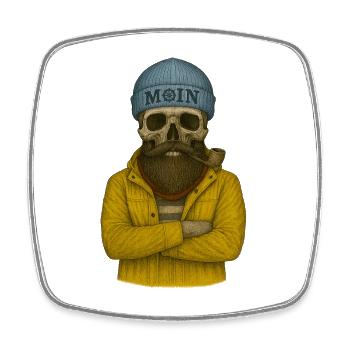 Skull Seemann im Moin Design - Viereckiger Kühlschrankmagnet - Weiß - Vorne