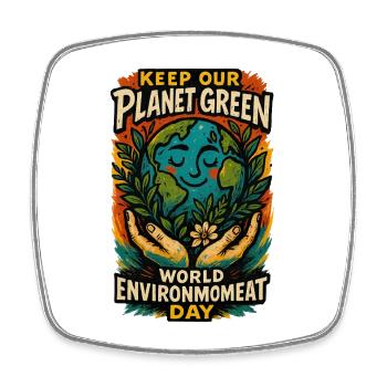 Bold Earth Activist Retro Design World Environment - Square fridge magnet - white - Front