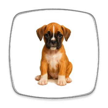 Mignon chiot boxer – motif de chien réaliste - Magnet carré - blanc - Devant
