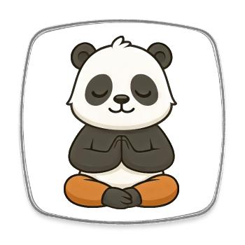 Cute Panda Yoga Meditation Relaxation Chibi - Square fridge magnet - white - Front