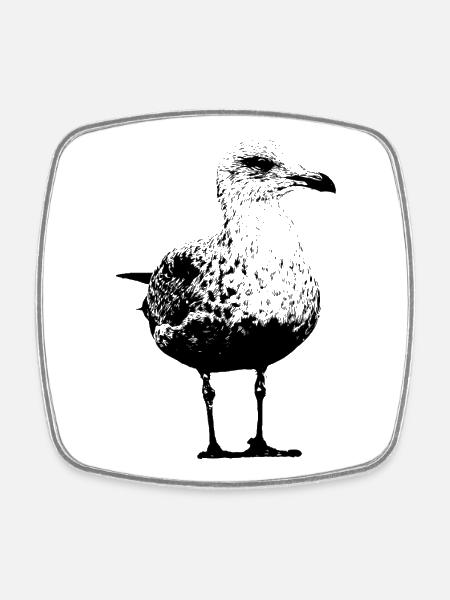 Mouette - Magnet carré - blanc