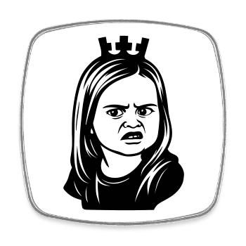 Skeptical meme girl with crown - Square fridge magnet - white - Front