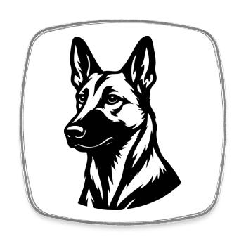 Malinois - Magnet carré - blanc - Devant