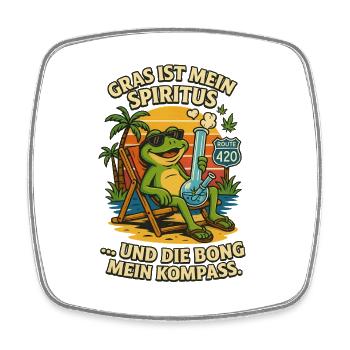 Frog on the Beach: Bong & Route 420 - Square fridge magnet - white - Front