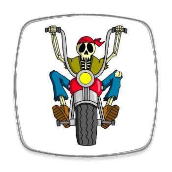 Skeleton-Biker - Viereckiger Kühlschrankmagnet - Weiß - Vorne