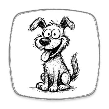 Chien joueur avec de grands yeux - Magnet carré - blanc - Devant