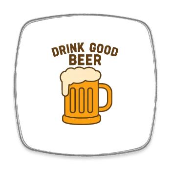 Drink Good Beer – Funny Vintage Beer Design - Square fridge magnet - white - Front