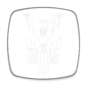 Skeleton Biker (Weiß) - Viereckiger Kühlschrankmagnet - Weiß - Vorne