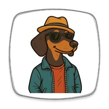 Cool dog in street style - Square fridge magnet - white - Front