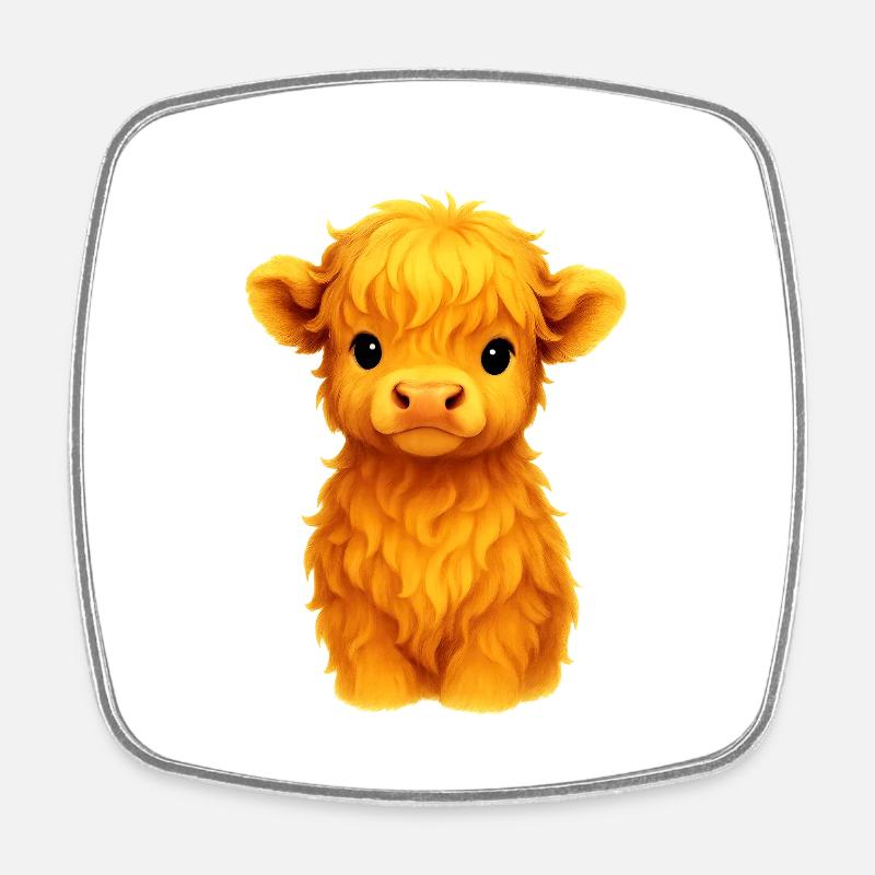 Cute Golden Calf Cartoon Design - Square fridge magnet - white