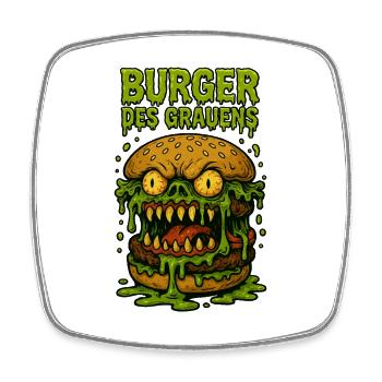Burger des Grauens - Viereckiger Kühlschrankmagnet - Weiß - Vorne