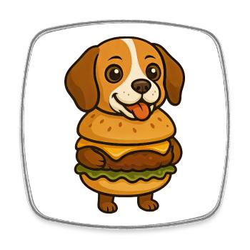 Lustiger Beagle mit Burger Lustiges Fabeltier - Viereckiger Kühlschrankmagnet - Weiß - Vorne