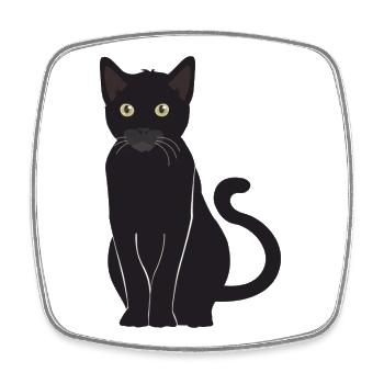 Schwarze Katze Glücksbringer wachsamer Blick - Viereckiger Kühlschrankmagnet - Weiß - Vorne