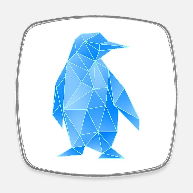Diamond Penguin Geometric Design - Square fridge magnet - white